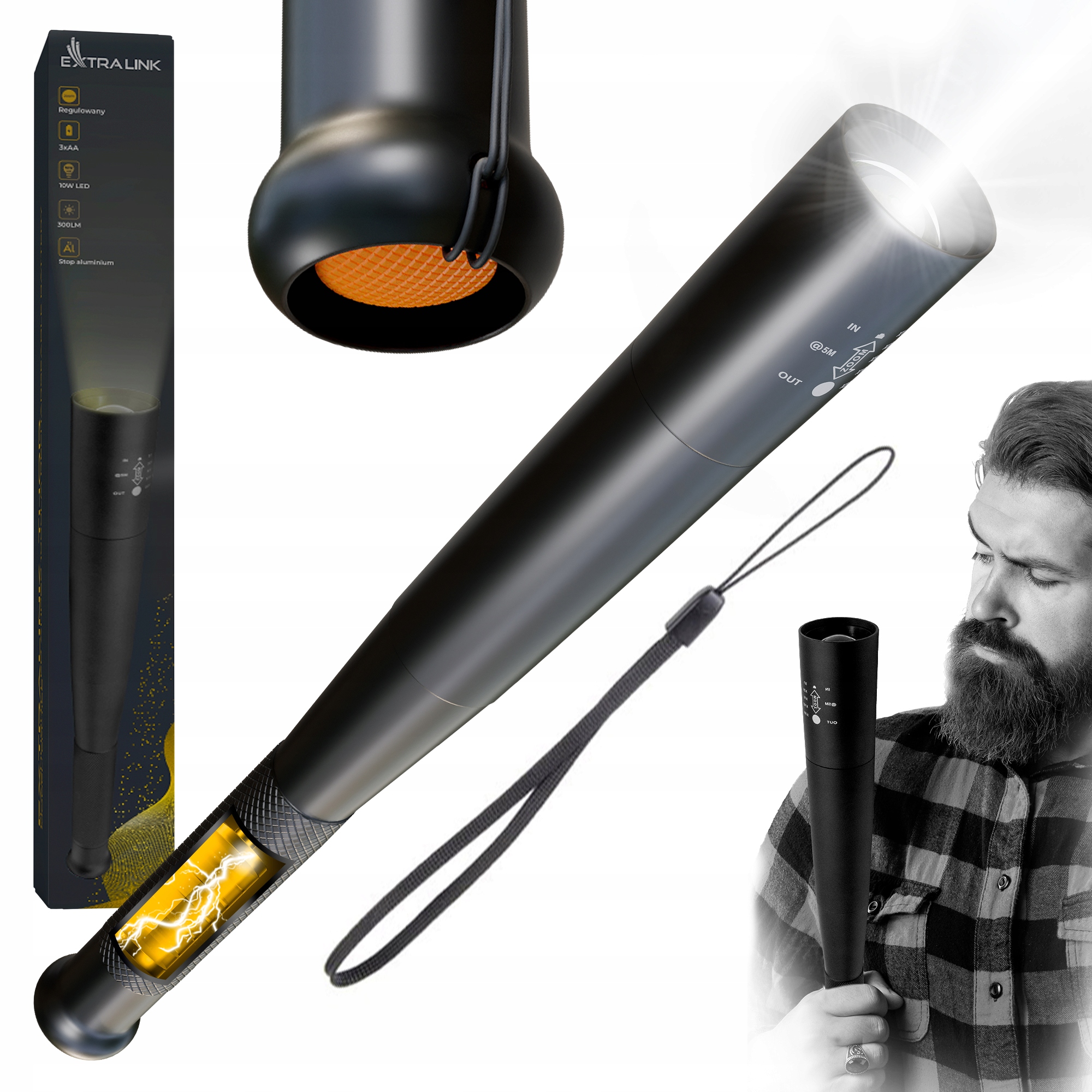 

Latarka kij bejsbolowy Combat Taktyczna Mocna 10W