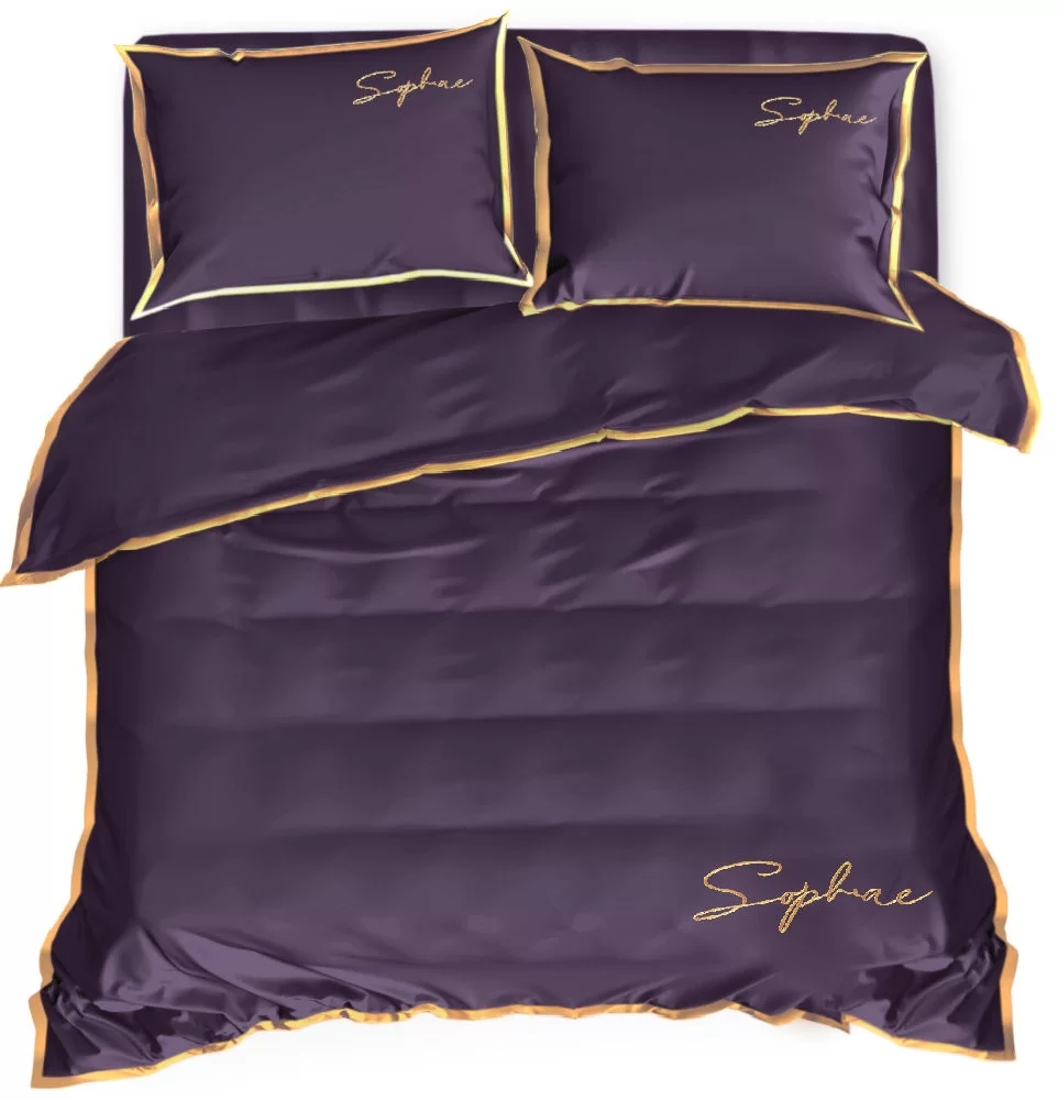 Pościel z haftem 200x220 Soft Fioletowa 2601