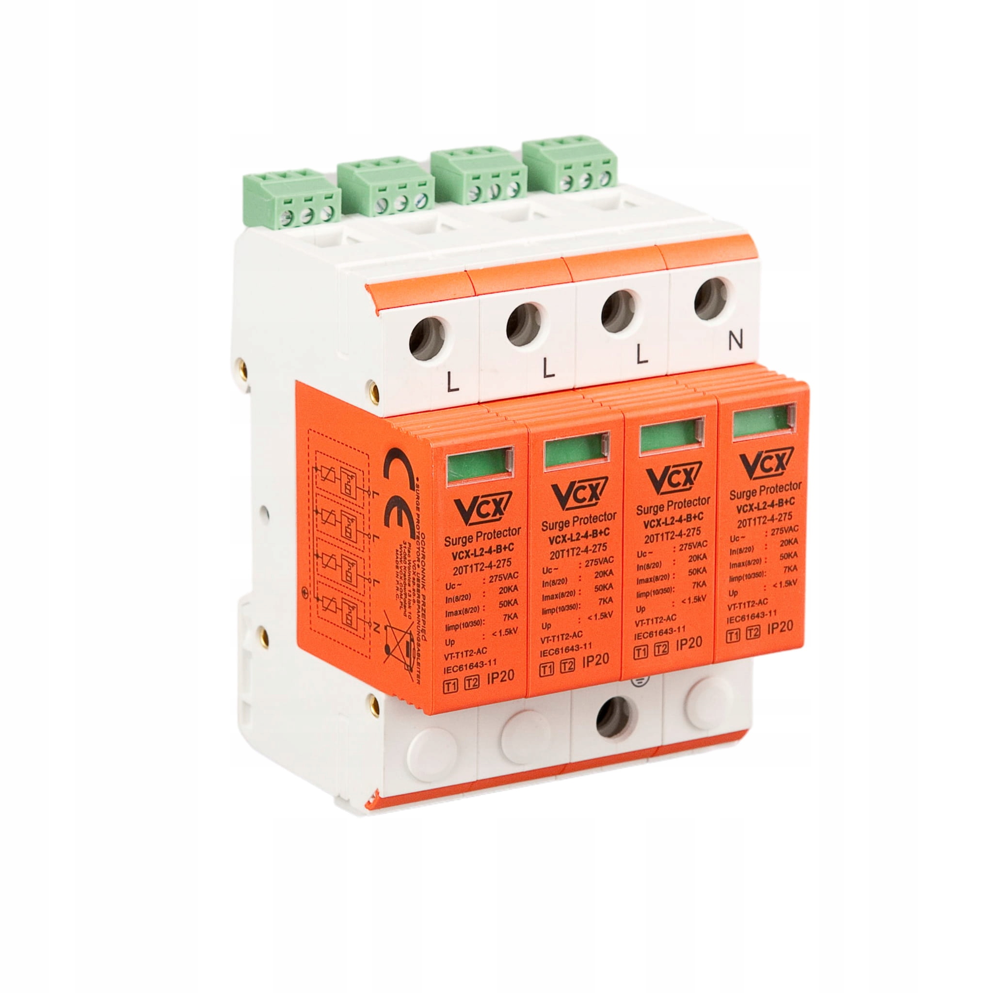 Omezovač přepětí třídy B+c 4P (T1+T2) 7 kA s