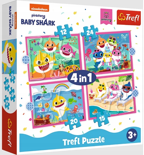 

Puzzle 4W1 Rodzina Rekinów Baby Shark Trefl 34378