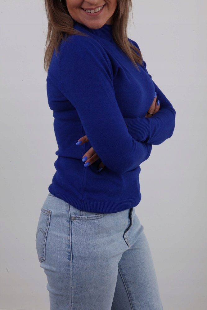 KLASYCZNY PÓŁGOLF DOPASOWANY GŁADKI SWETER MIX KOLORÓW S/M Kolor wielokolorowy