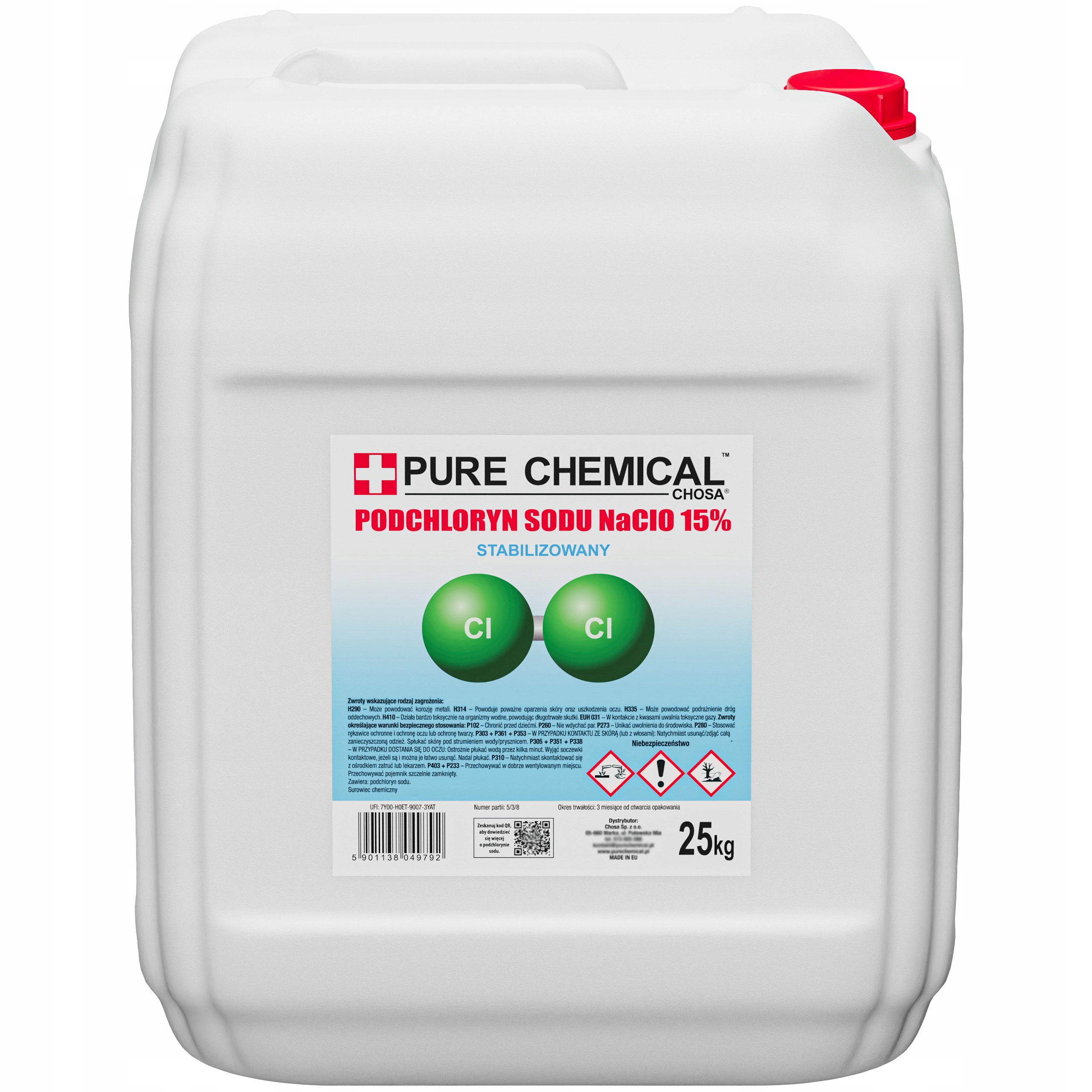 Podchloryn Sodu 15% Chlor W Płynie 25kg