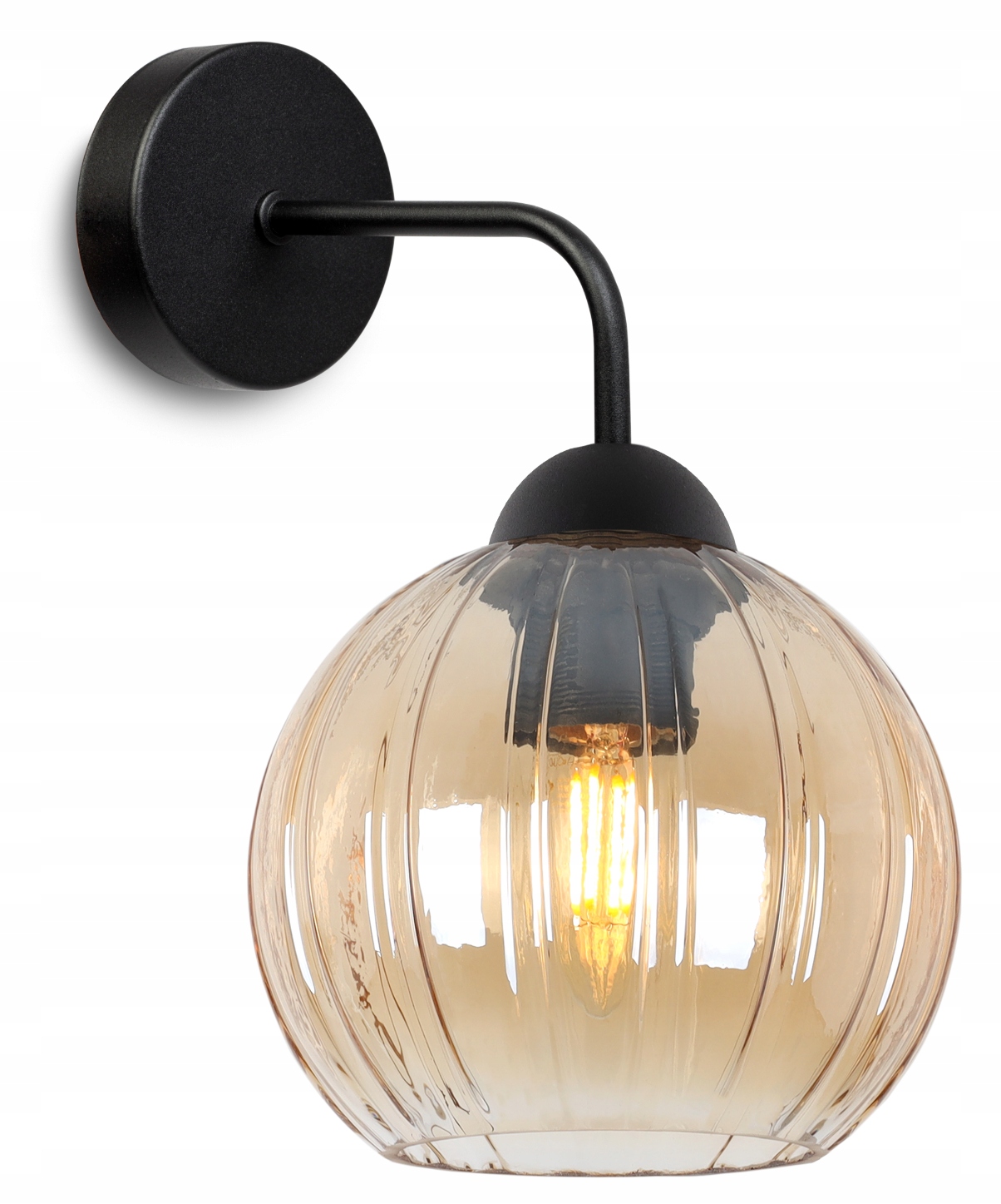 Nástěnná Lampa Černá Medová Skleněná Do Koupelny Obývacího Pokoje, Jídelny E27