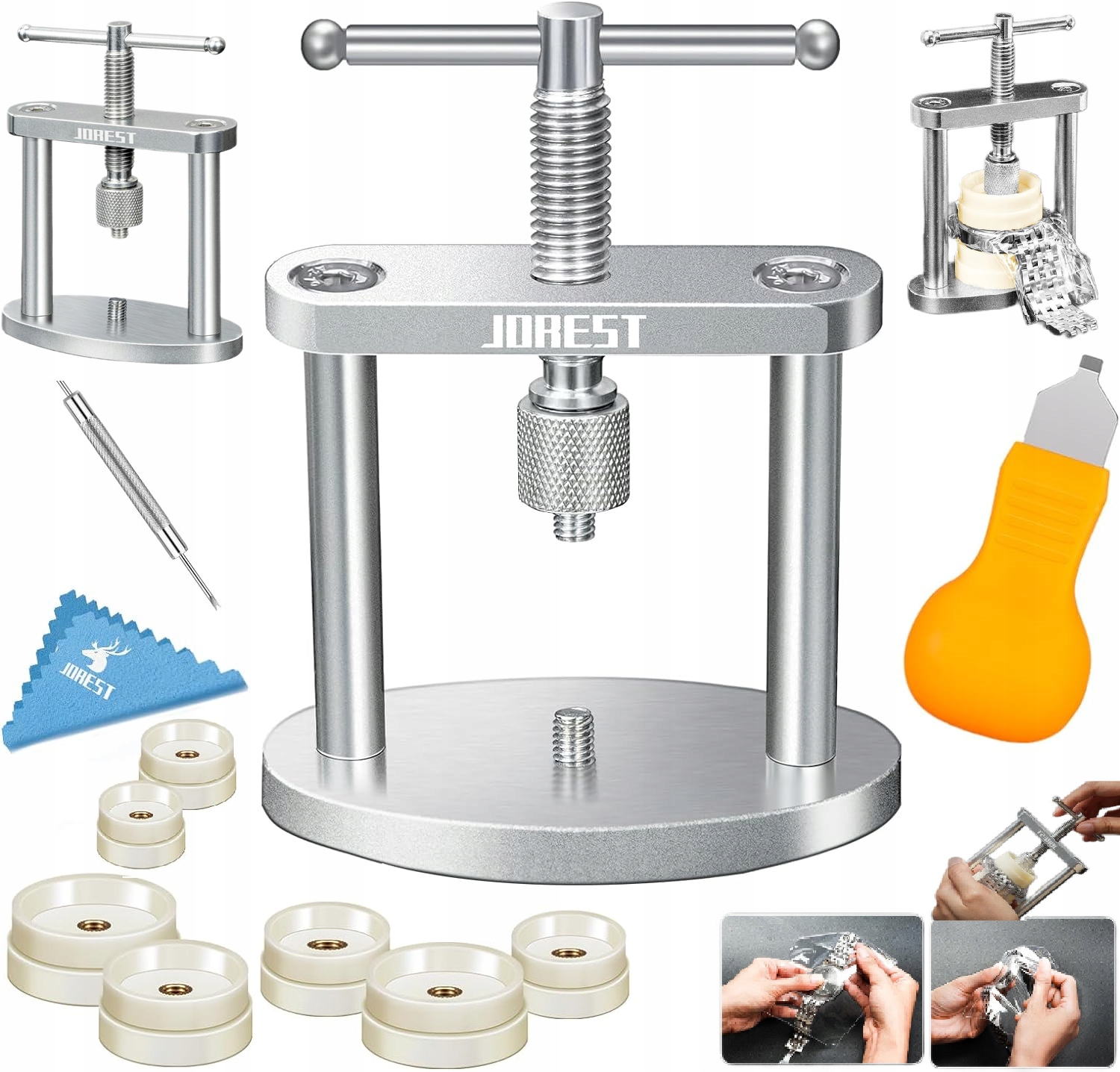 PRASA ZEGARMISTRZOWSKA PRASKA DO ZEGARKÓW ZESTAW + PŁYTKI DOCISKOWE