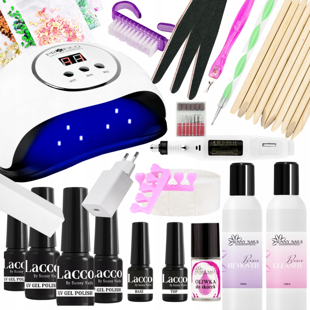 Set pro Hybridní Uv Led lampu Bruska Příslušenství Laky Bonus