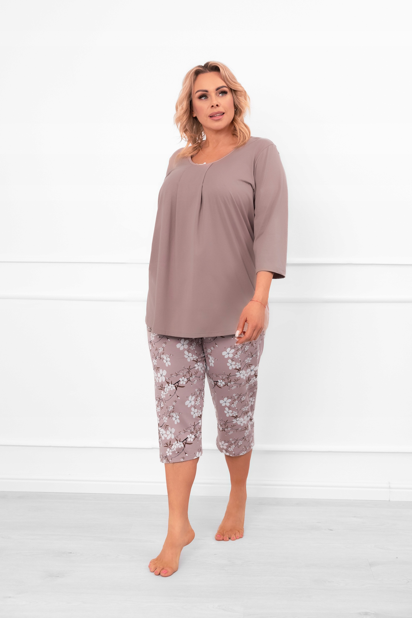 Dámské pyžamo 3/4 rukáv, 3/4 kalhoty Oszima XXL Italian Fashion