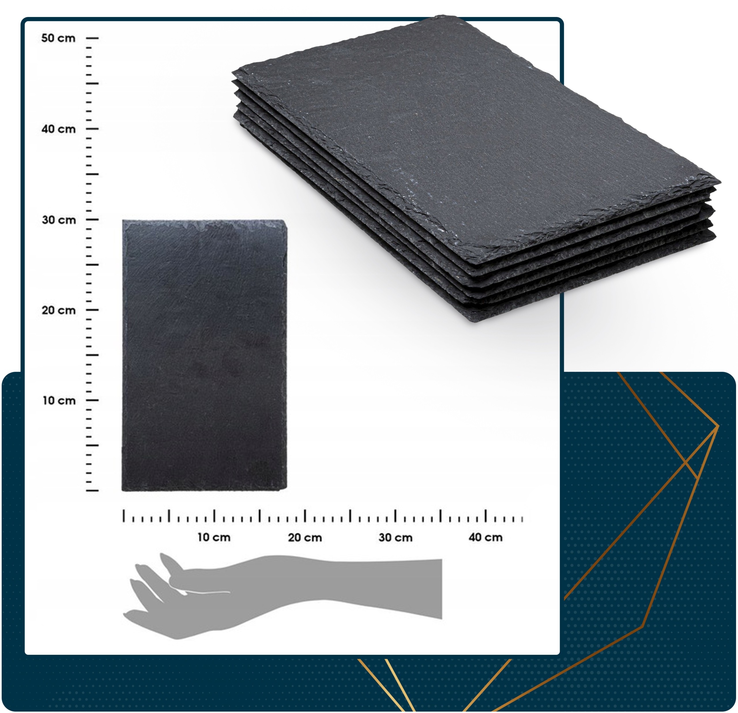 Nowoczesny zestaw talerzy SUSHI Do podawania dań 6 szt łupek Średnica 30 cm