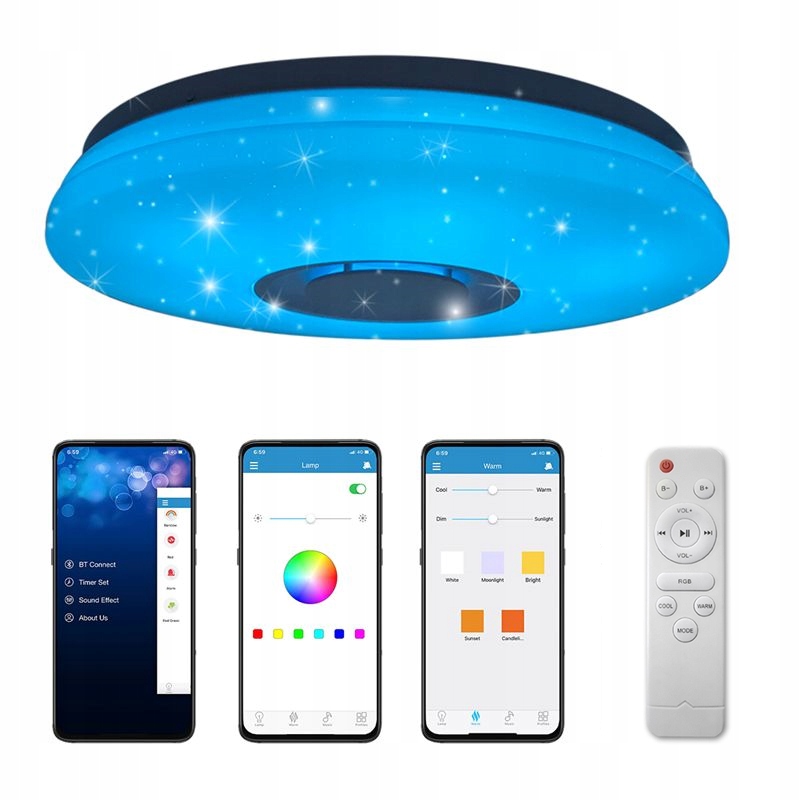 

Plafon Rgb 72W Lampa Led Głośnik Bluetooth+pilot