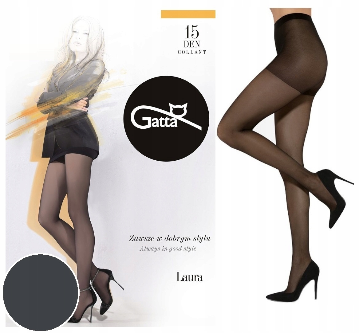 

Rajstopy Gatta Laura 15 den lycra, Grafit 4-L