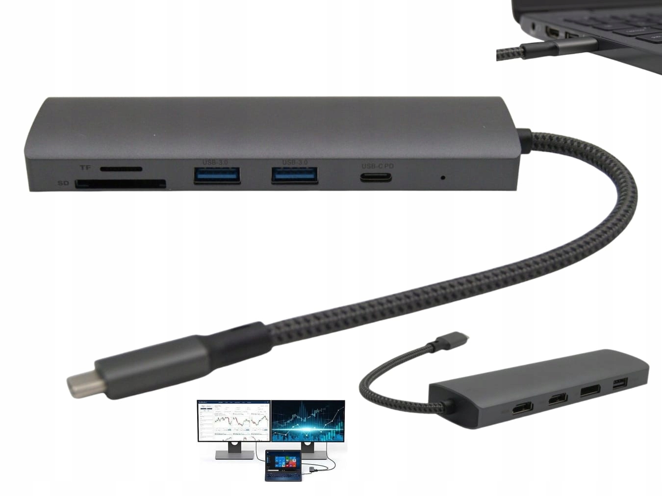 Usb-c hub Dokovací stanice pro 2 monitory pro notebook a ultrabook Chuwi