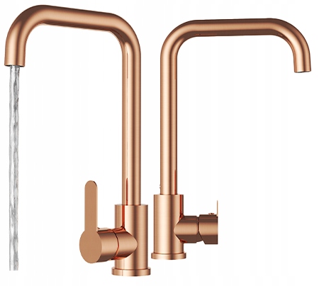 Vysoká Kuchynská Batéria Do Drezu Ružové Zlato Zaoblený Kohútik Steel
