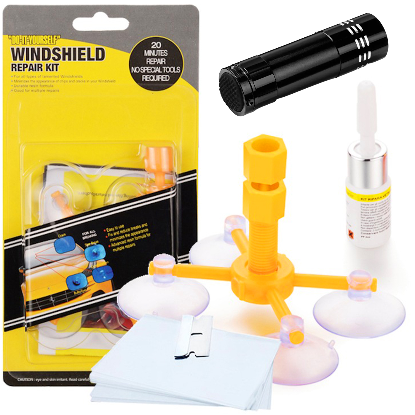 Zestaw Do Naprawy Pękniętej Szyby Przedniej Klej Lampa Uv