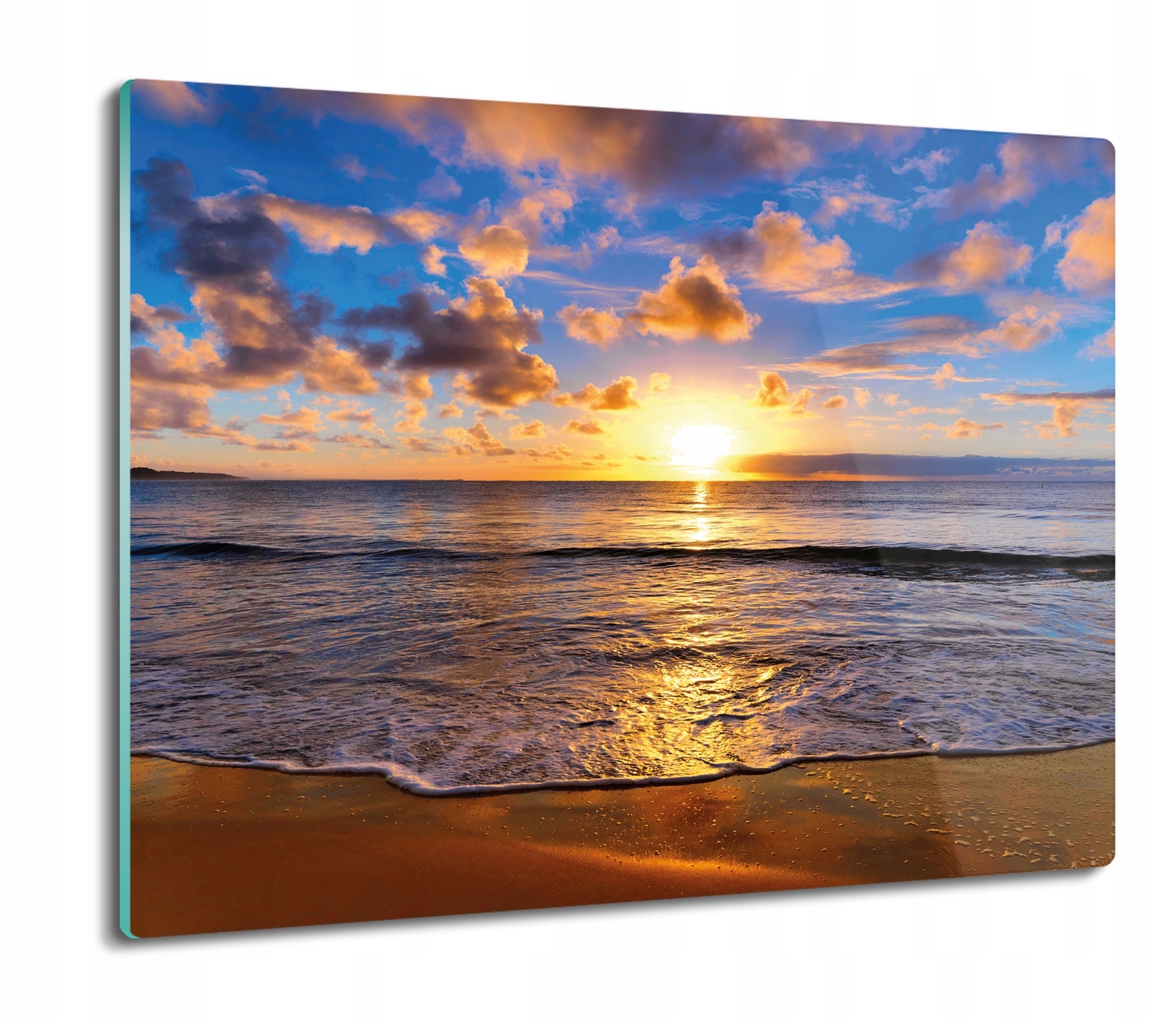 

Plaża morze chmury 60x52 deska szklana z nadrukiem