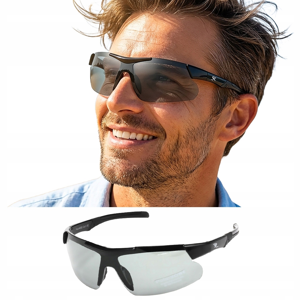 Okulary Przeciwsłoneczne Fotochrom Polaryzacyjne Sportowe UV400 Ce
