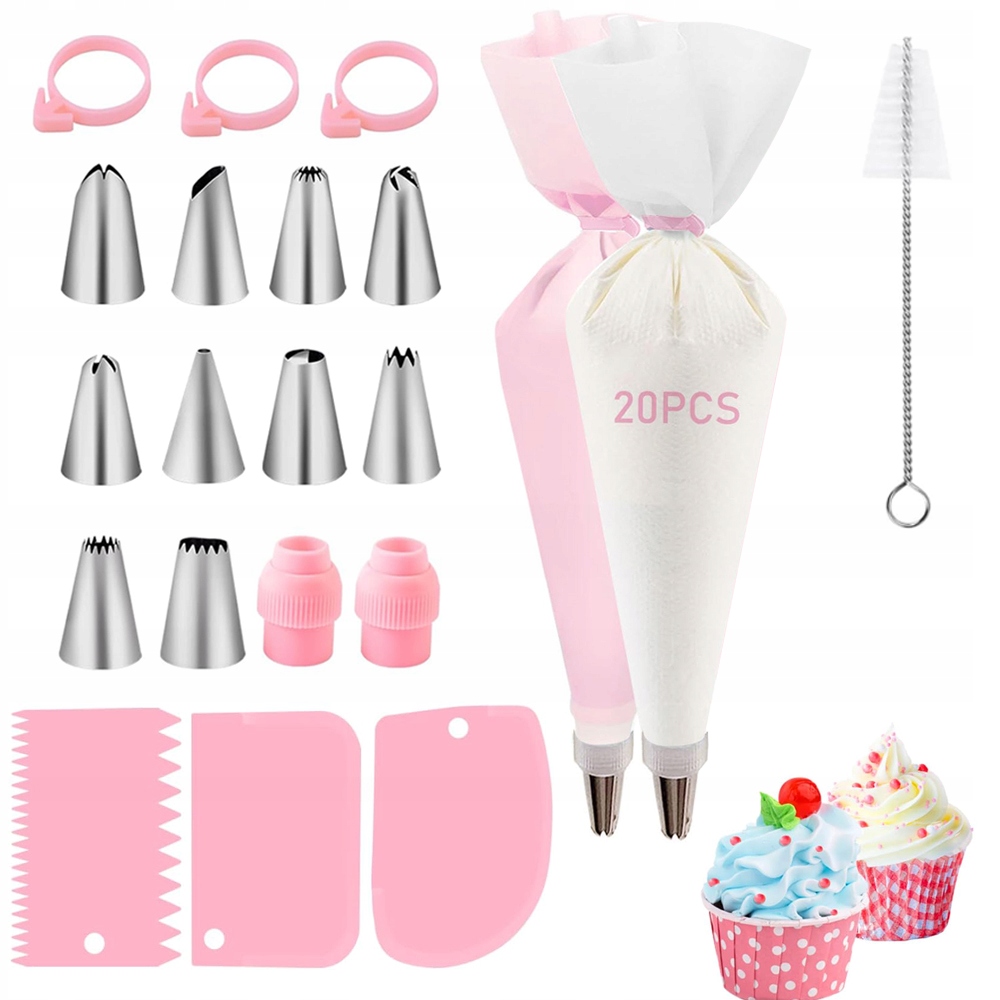 Levně Sada Na Zdobení Dortů Cukrářský Sáček X10 Akcesoria Zdobička 40 El