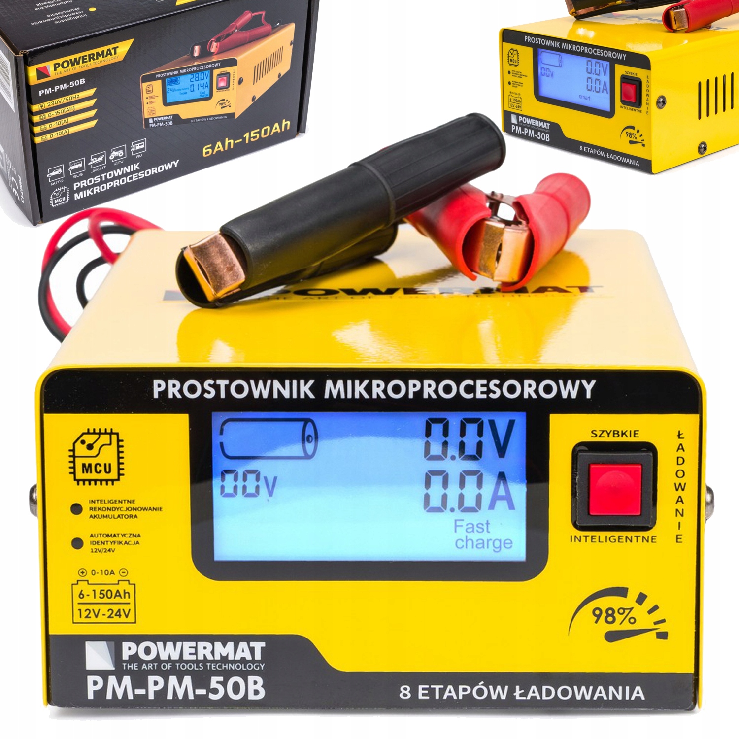 Prostownik Akumulatorowy Mikroprocesorowy 10A Samochodowy 12V 24V Ładowarka