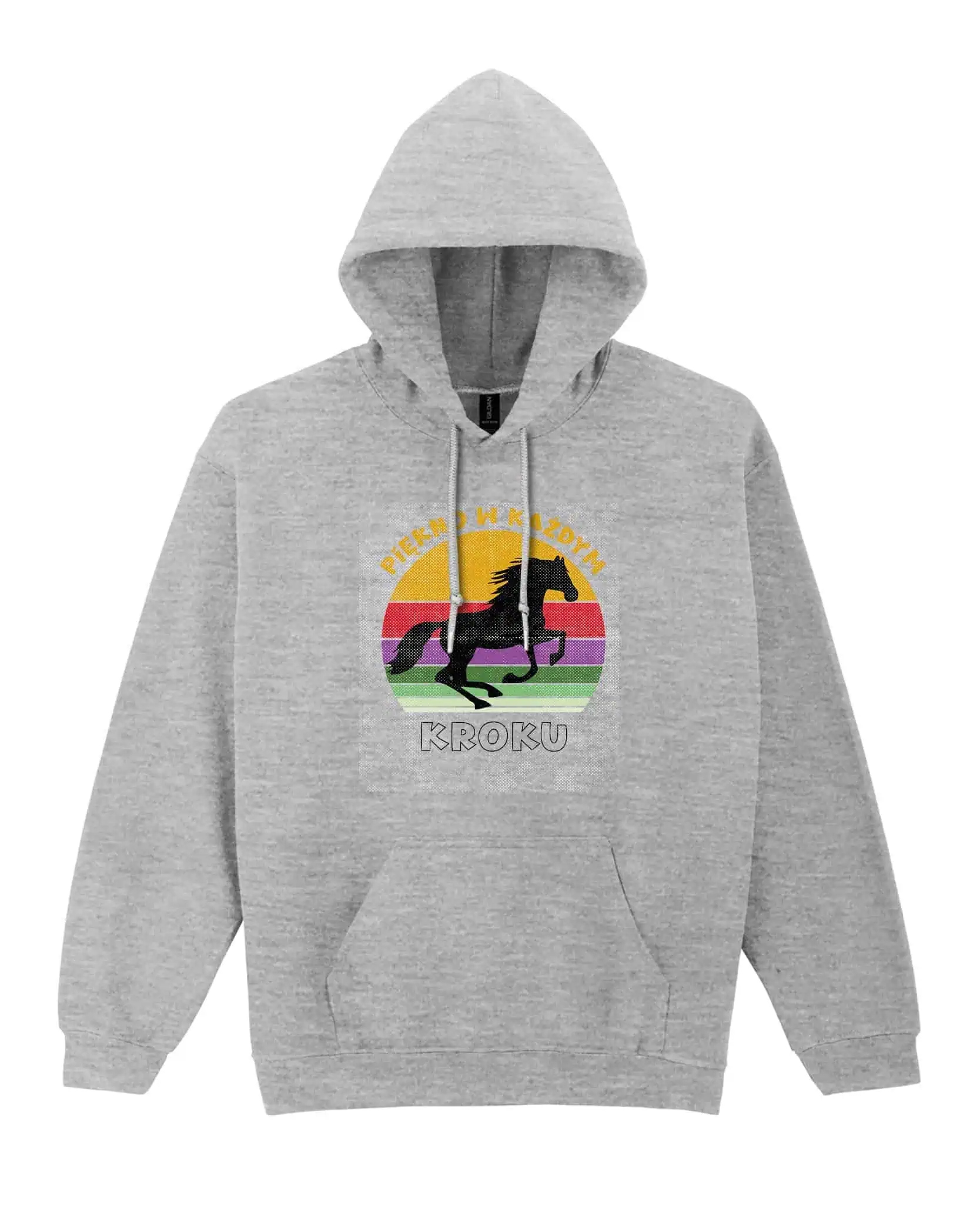 Mikina s kapucí Kůň Krása Barvy Západ Cestování Šedá XL