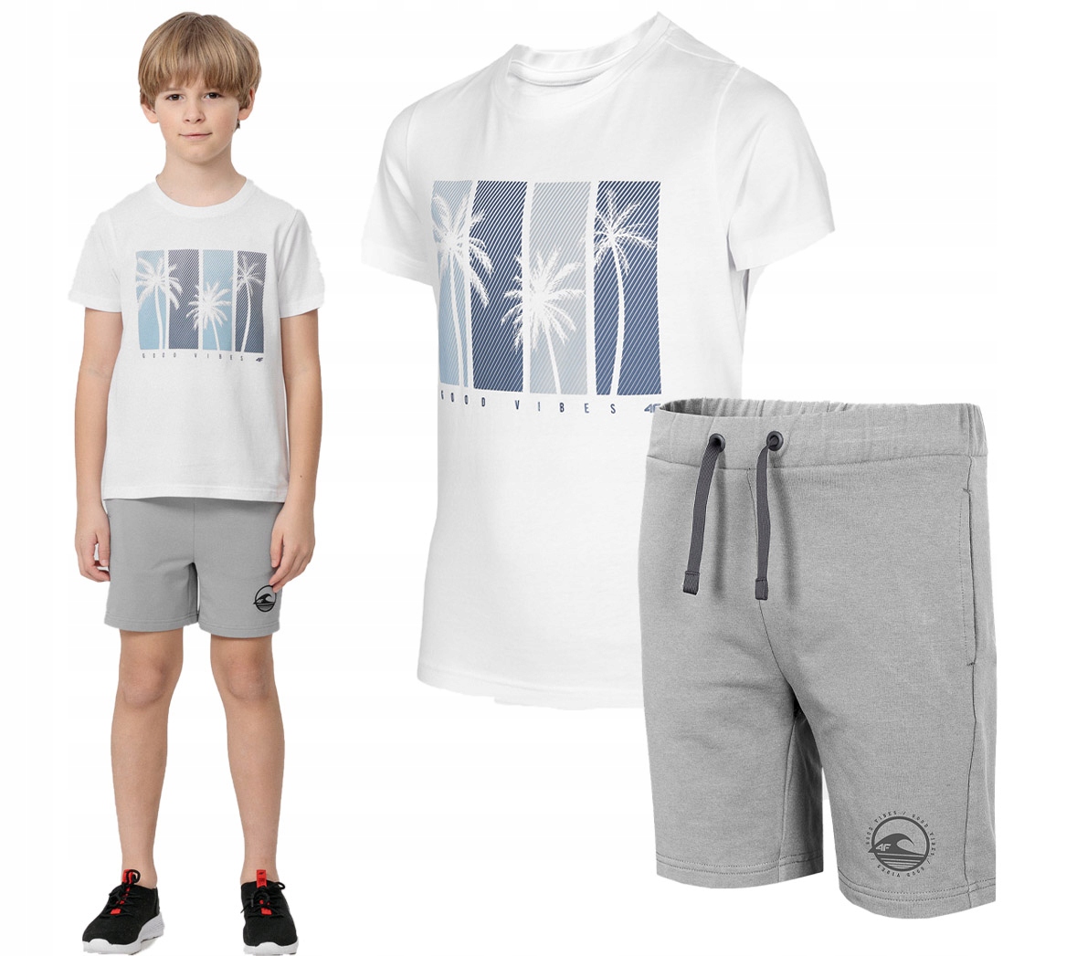 

Zestaw chłopięcy 4F biały t-shirt spodenki 146