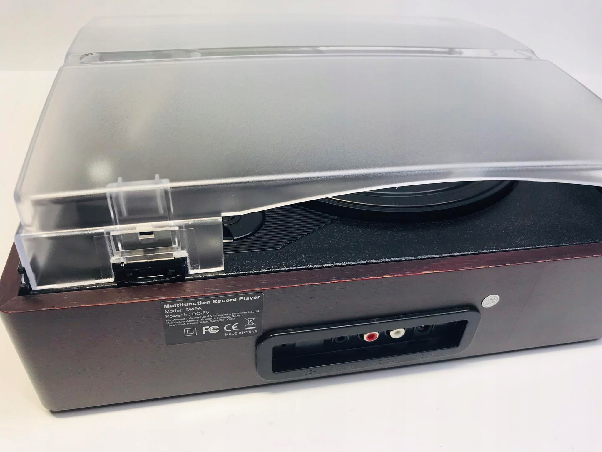 Gramofon MASOCO 3-biegowy Bluetooth AUX RCA Napęd paskowy