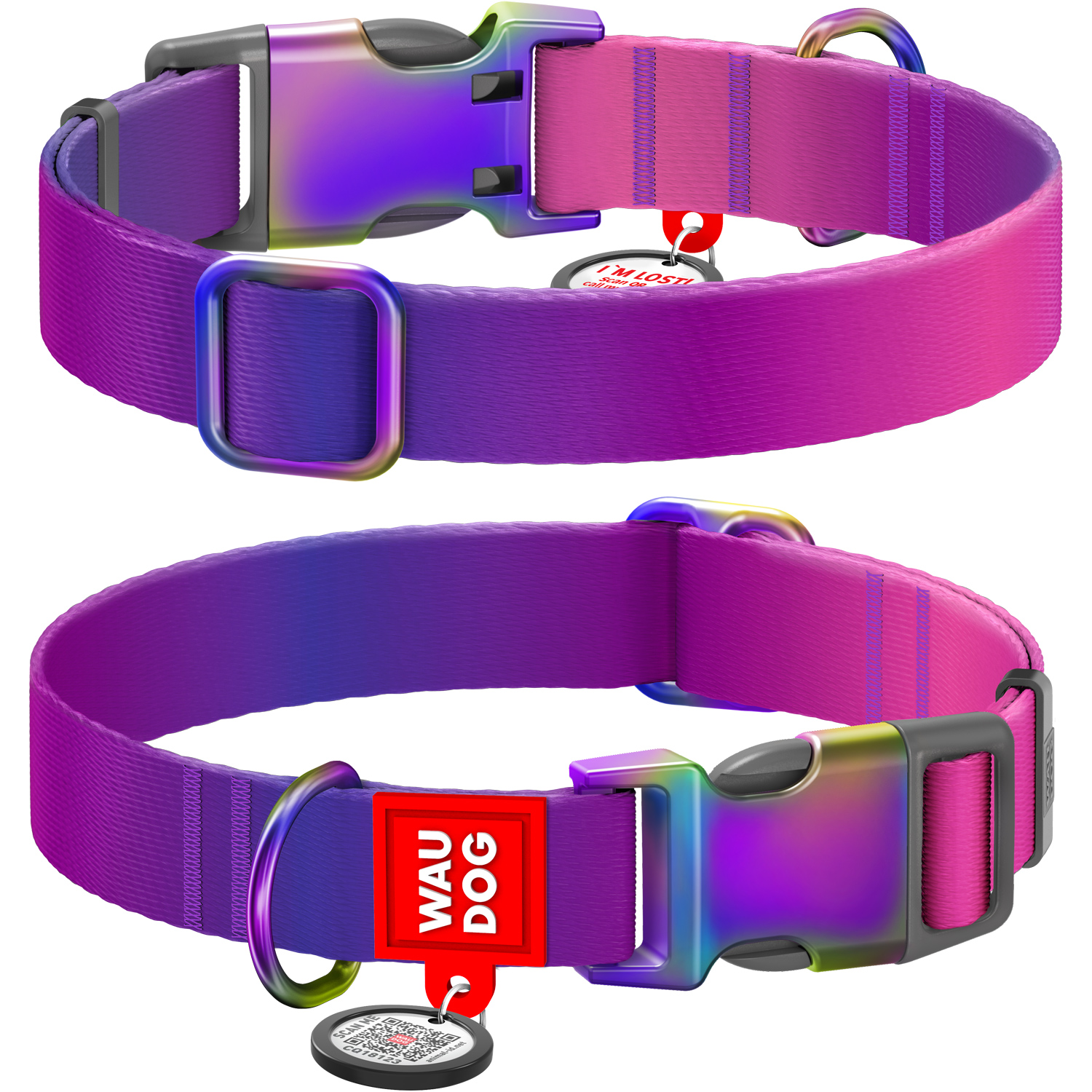 Wau Dog Obojek Recycled Gradient L 2,5/33-49 Cm Nylon Fialový