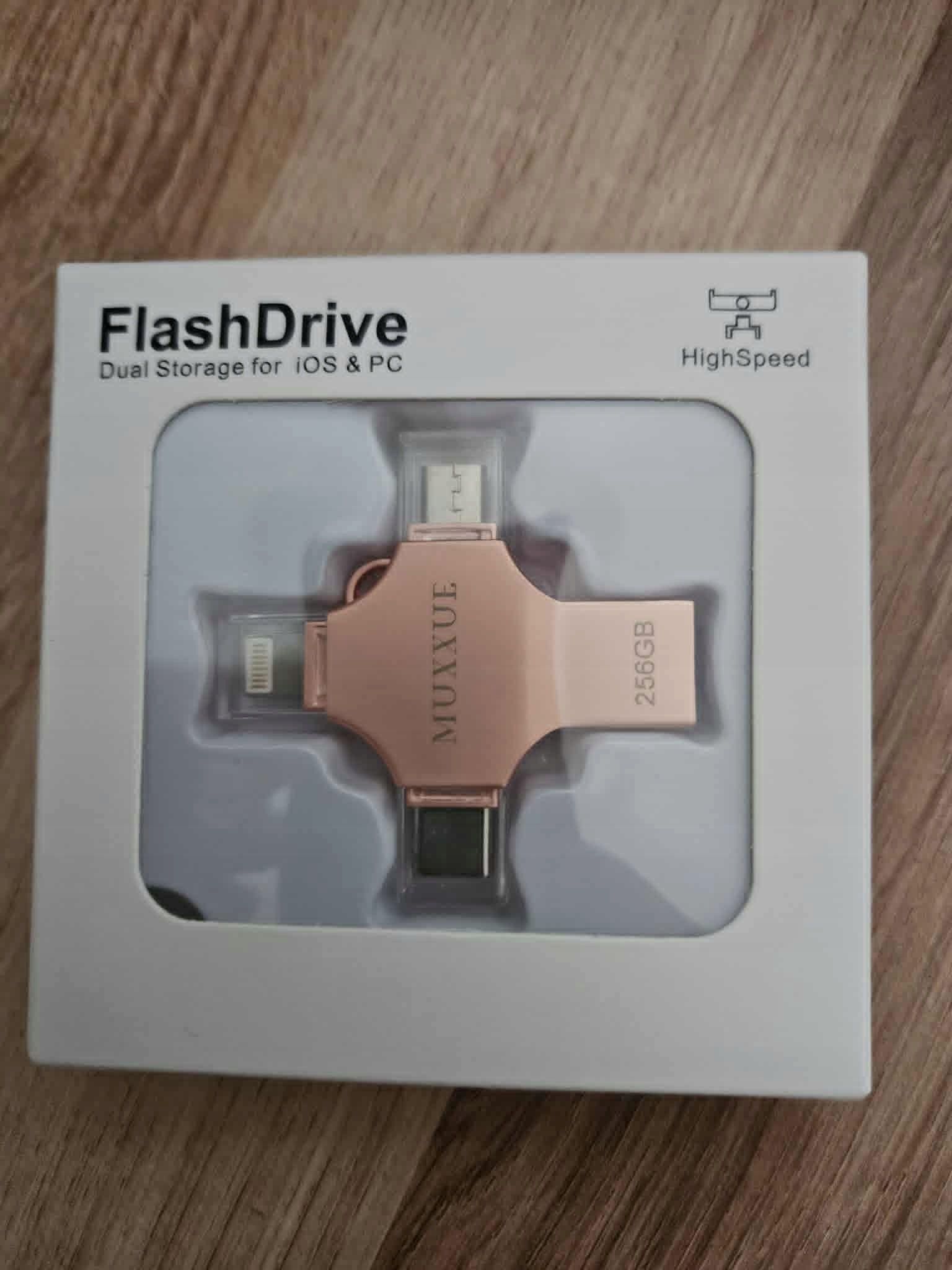 Pendrive Muxxue BHWERT4F 256 Gb Lightning, Usb 3.1 typ C růžový