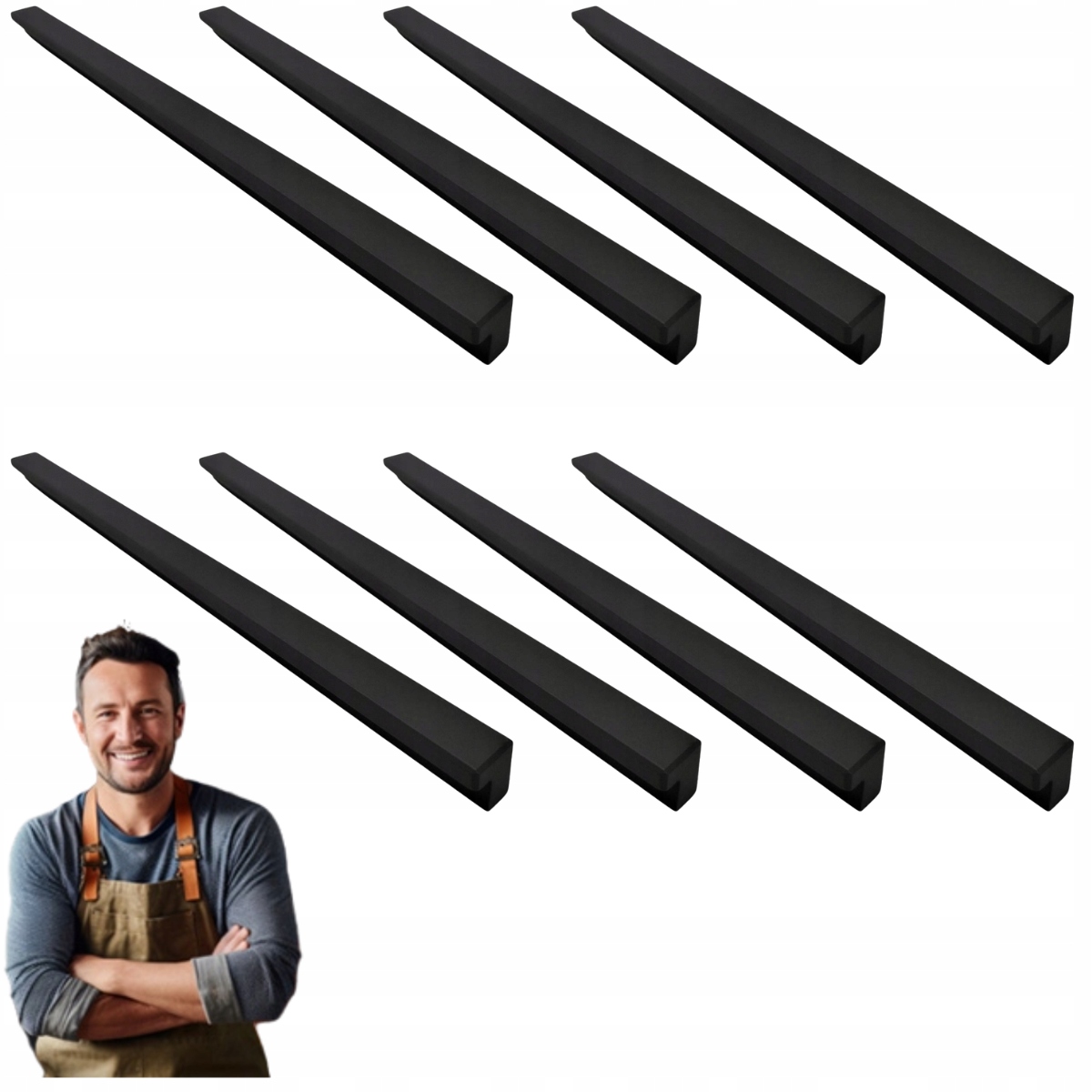 Drevený nábytkový držiak do zásuvky skrinky Bato 365 mm Čierny 8ks