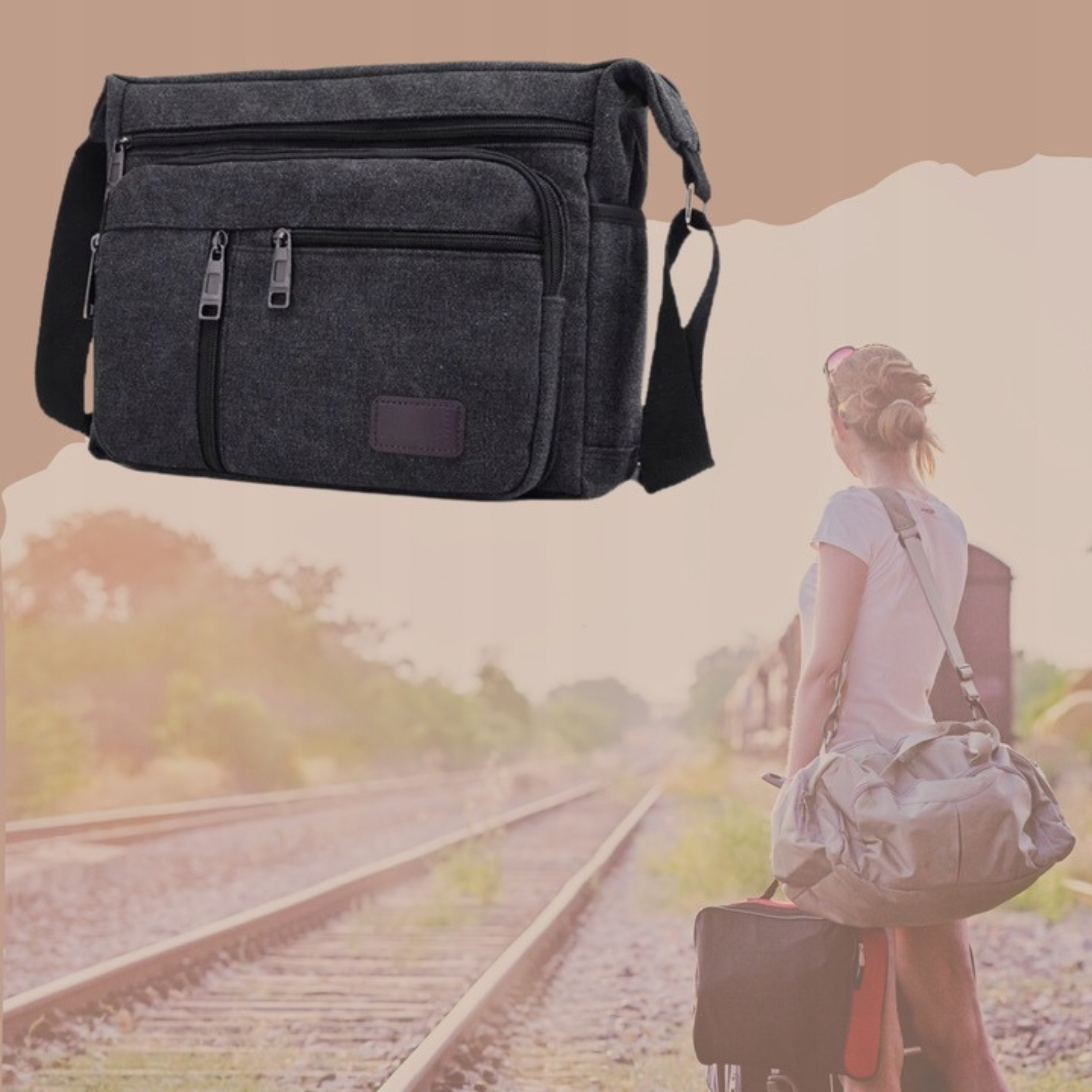 TORBA MESKA NA RAMIE LISTONOSZKA SASZETA DO PRACY Kolor szary