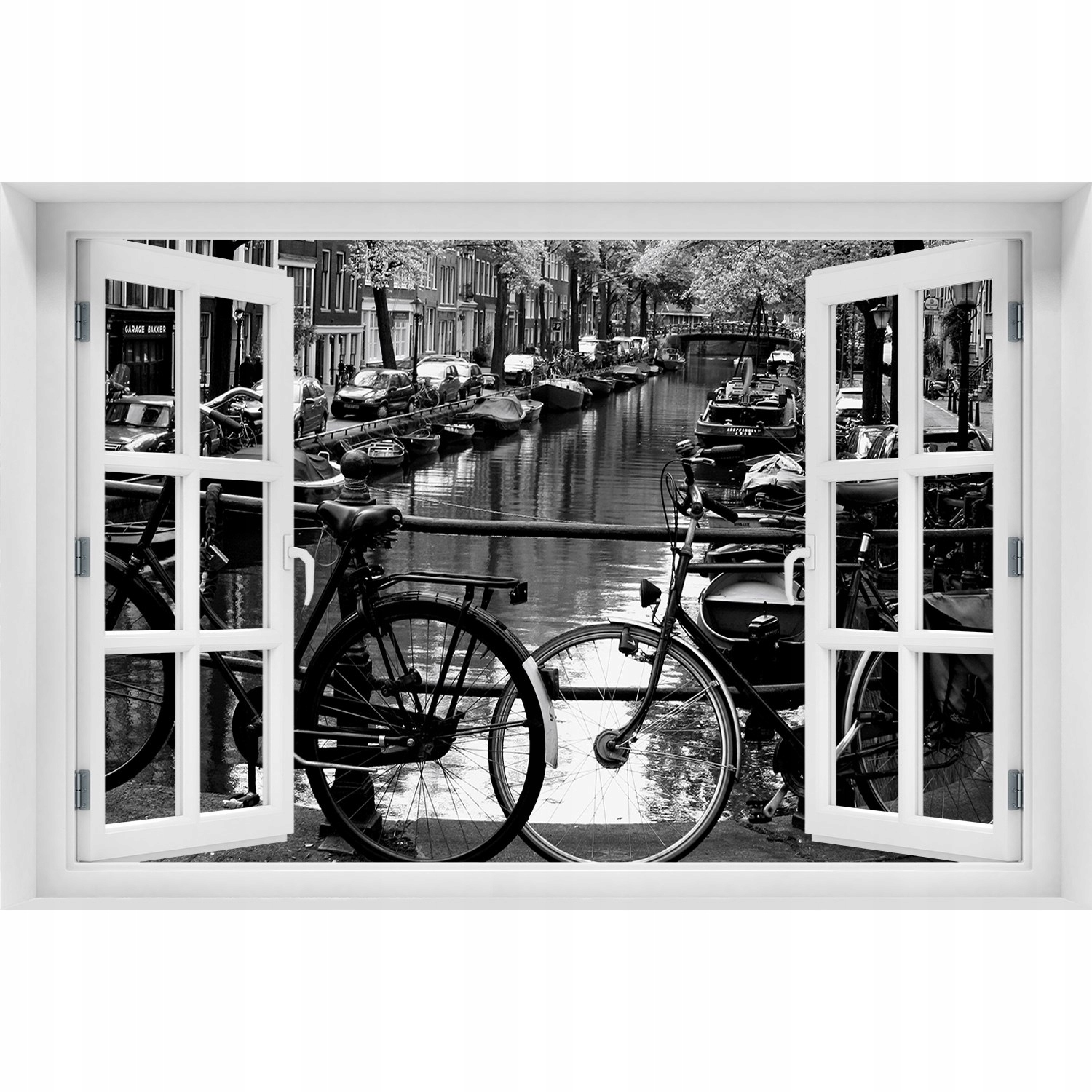 

Naklejka fototapeta 3D Okno widok Rowery Amsterdam