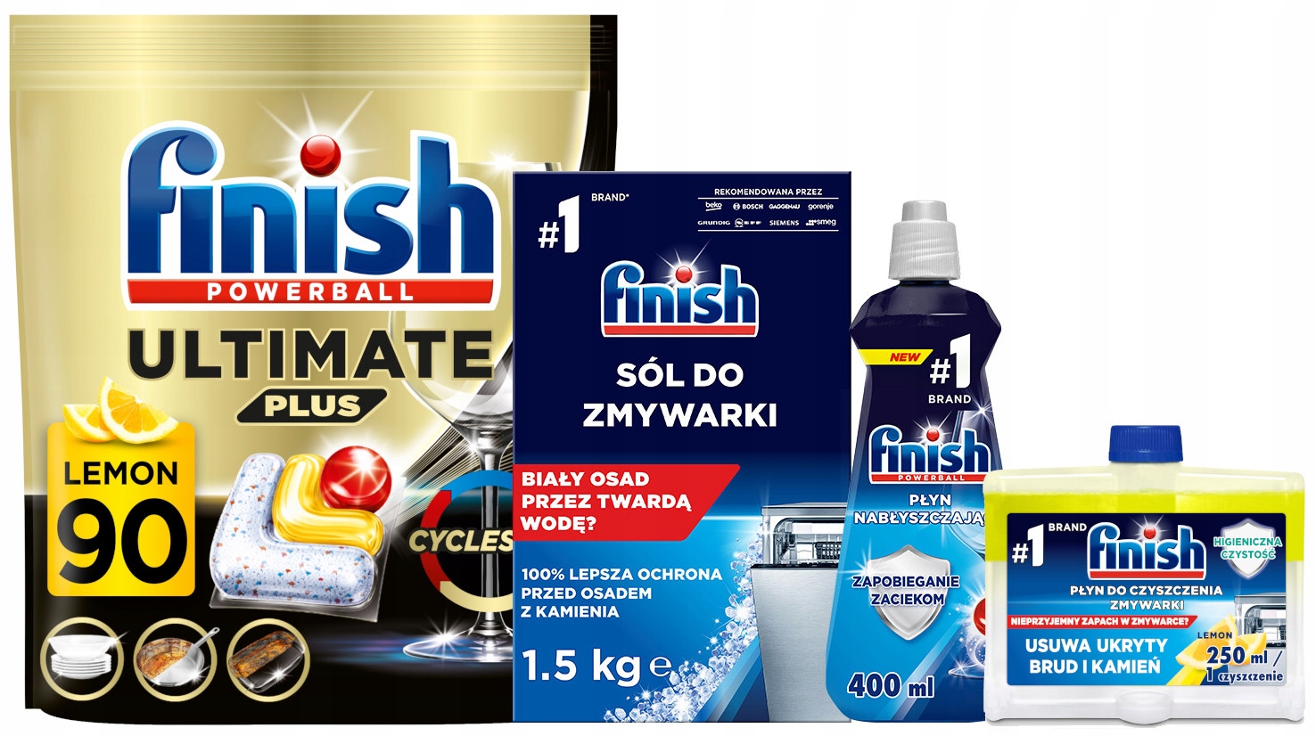 Levně Sada Finish Kapsle do myčky nádobí Ultimate Plus 90 kusů doplňky