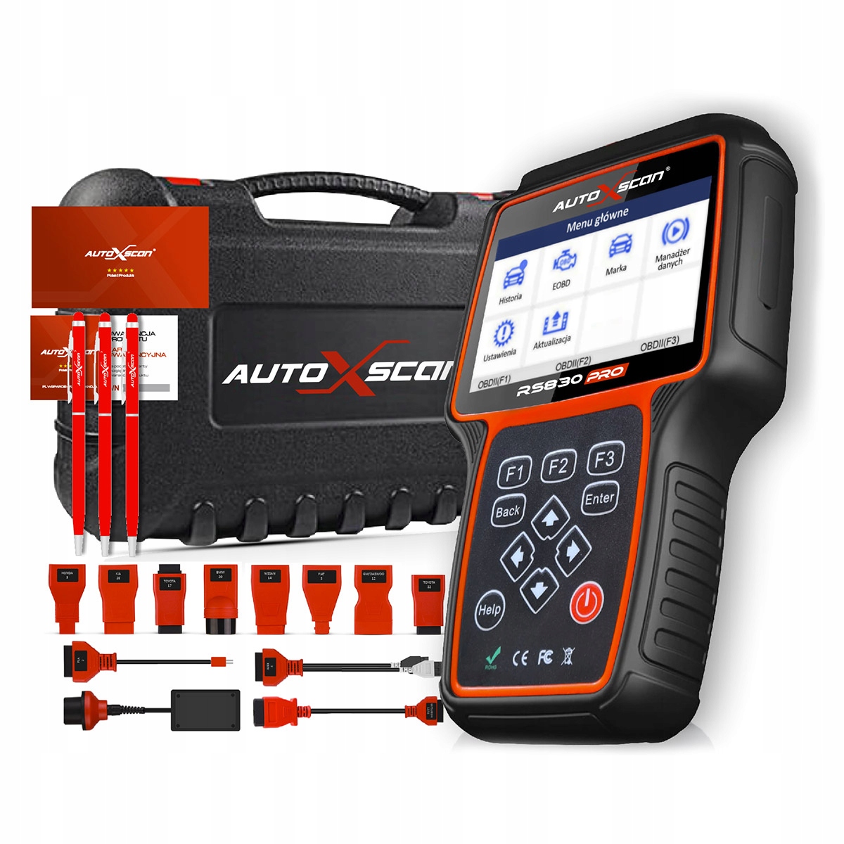 Tester AUTOXSCAN RS 830 PRO + adaptery OBD,FULL PL