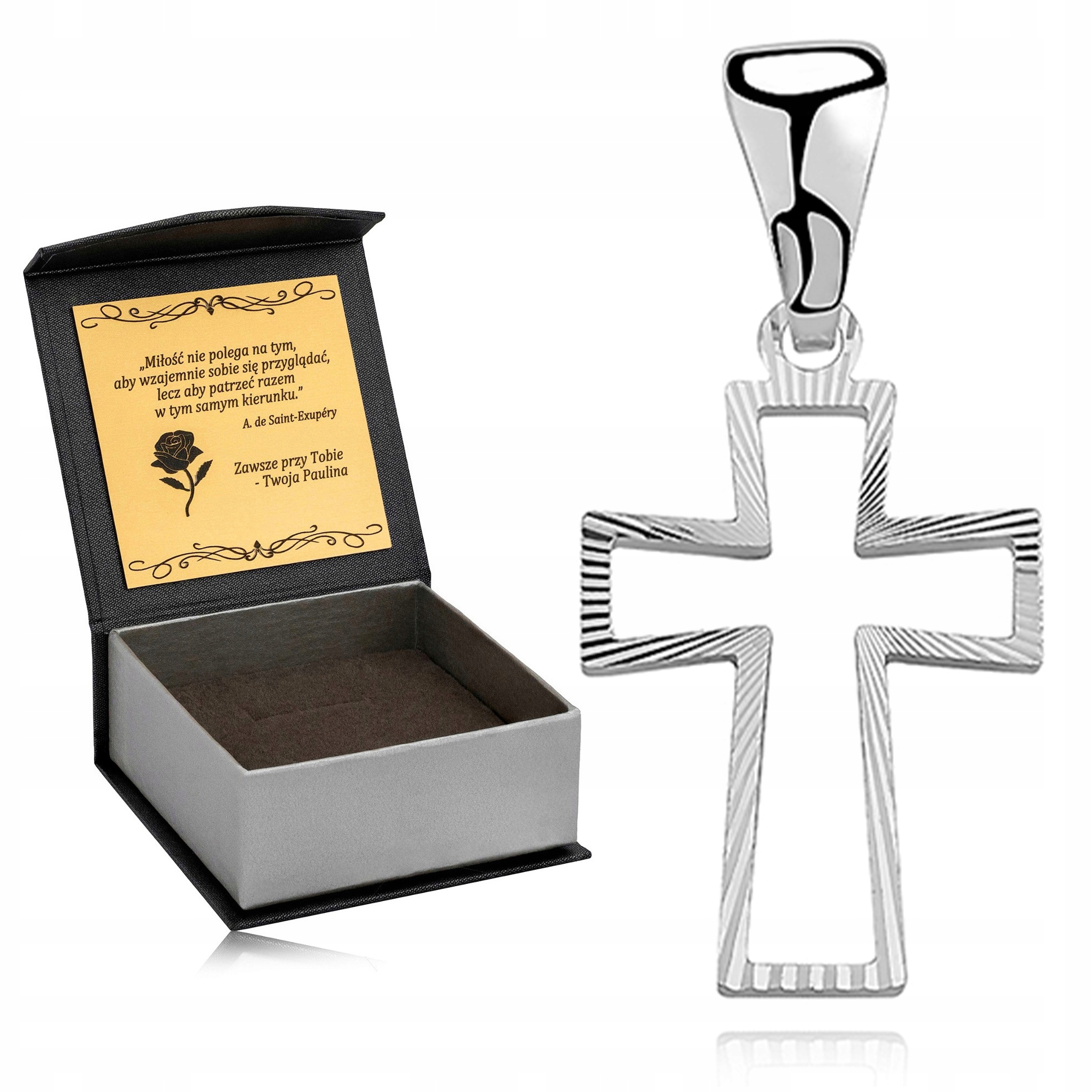 Elegantní Stříbrný Křížek Ryzost 925 Suvenýr Prvního Svatého Přijímání Gravírování