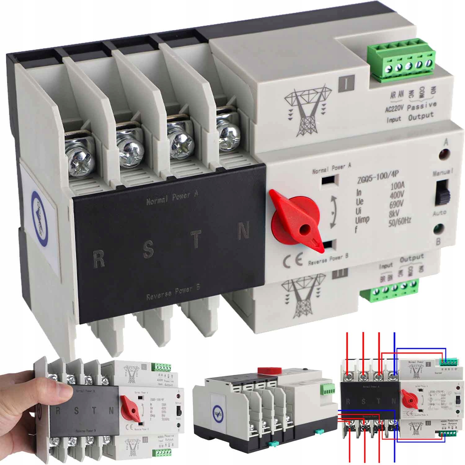 Třífázový automatický síťový přepínač napájení 100A 4P 3 fáze AC230V