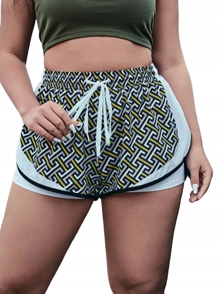 Shein Plus Size Spodenki Sportowe Wiązanie 52 Łff