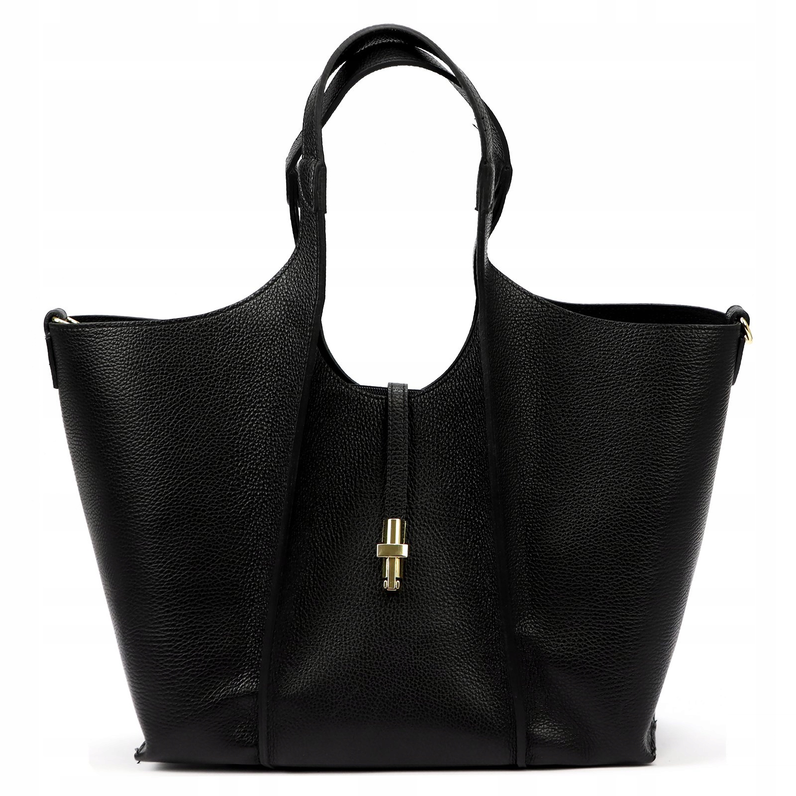 Velký shopper z přírodní kůže, černý