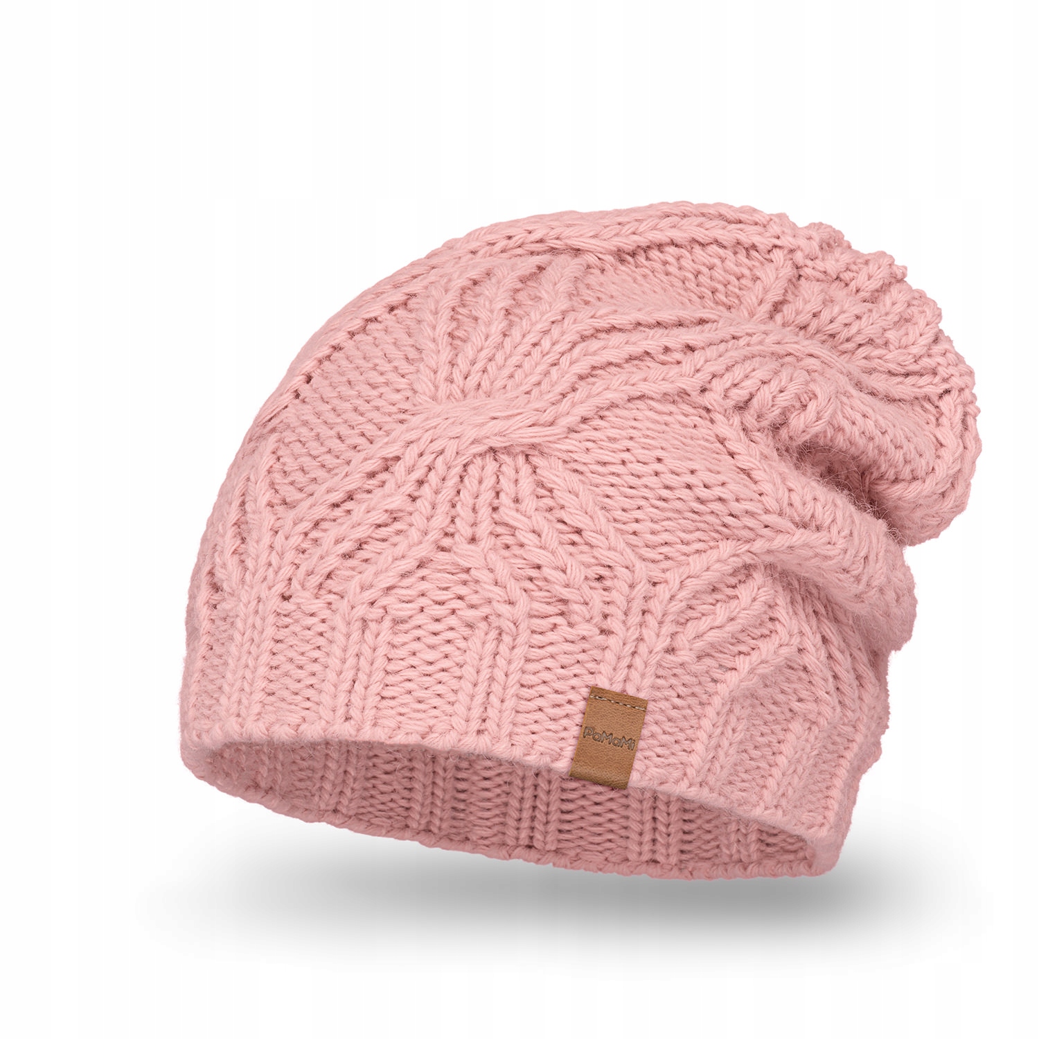 

Zimowa czapka damska PaMaMi - Pudrowy róż