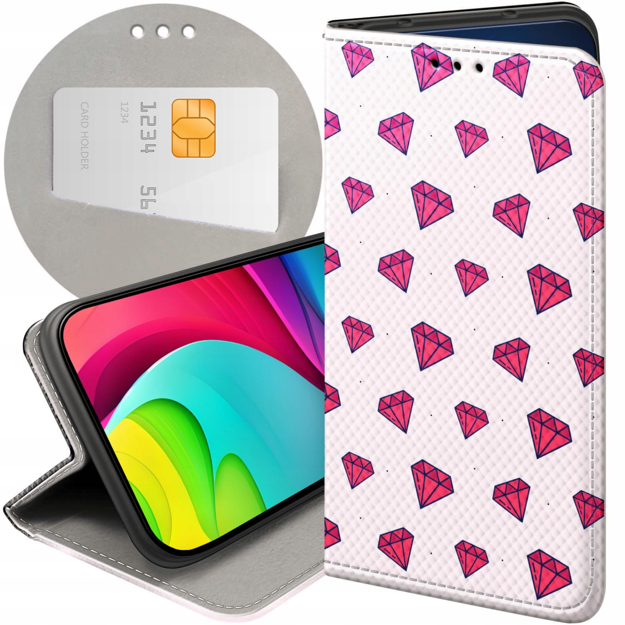 Etui Z Klapką Do Oppo A40 Cyrkonie Diamenty Kryształy Futerał Case