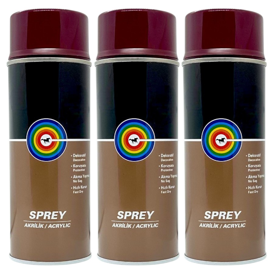 Farba Akrylowa 3x Spray Ral 3005 Bordowy Połysk 400ML