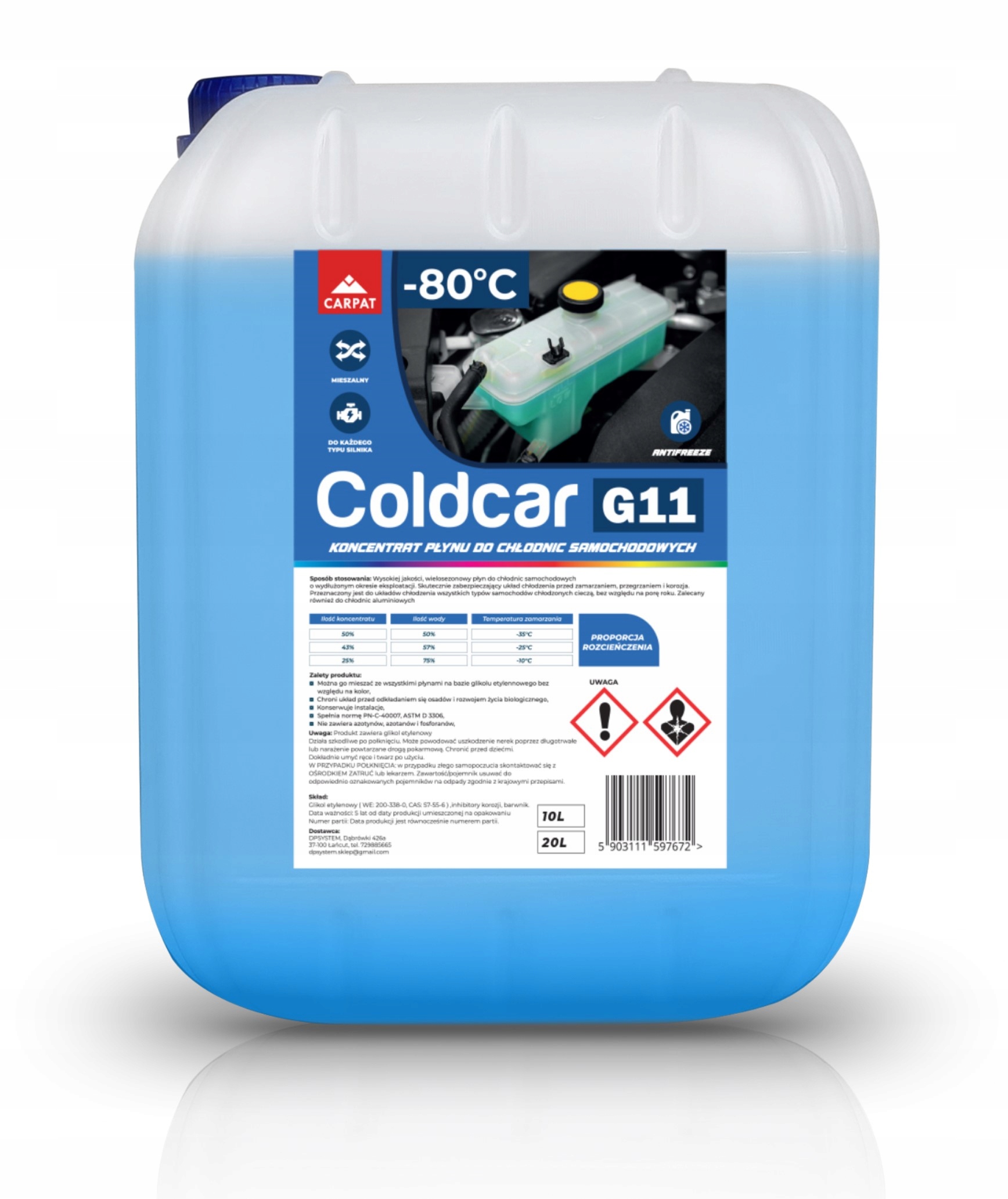 

Koncentrat Płynu Do Chłodnic G11 Glikol -80 Carpat