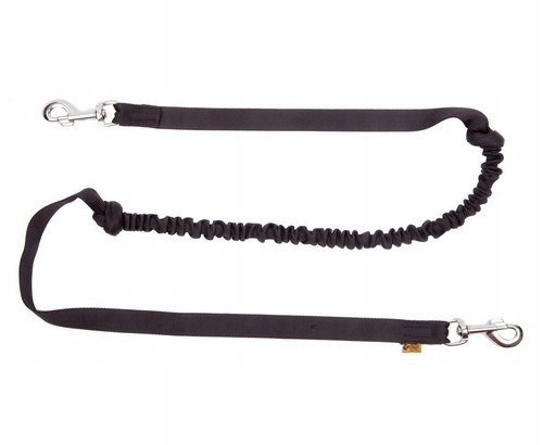 Levně Běžecké Vodítko Dingo tlumicí páska 170 cm s karabinami černá