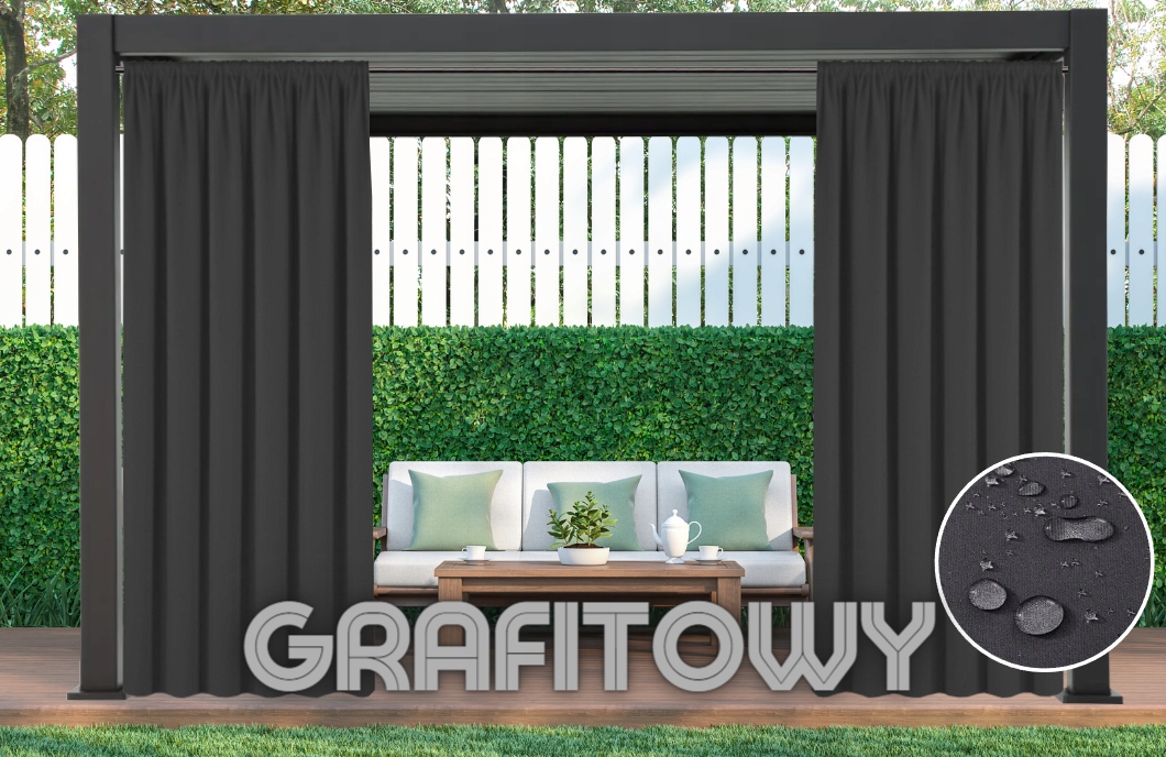 ZASŁONA WODOODPORNA 155x220 OGRODOWA KURTYNA ZEWNĘTRZNA NA TARAS PERGOLE Długość 2.2 m