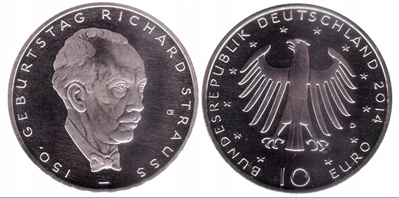 NIEMCY - 10 Euro - 2014 - R. STRAUSS - UNC