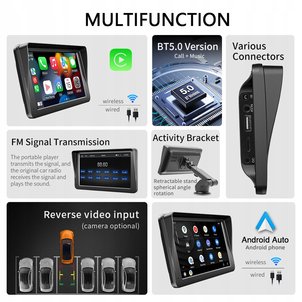 RADIOWY ANDROID AUTO APPLE CARPLAY 7" USB BT GPS CARPLAY DSP Marka Eunavi