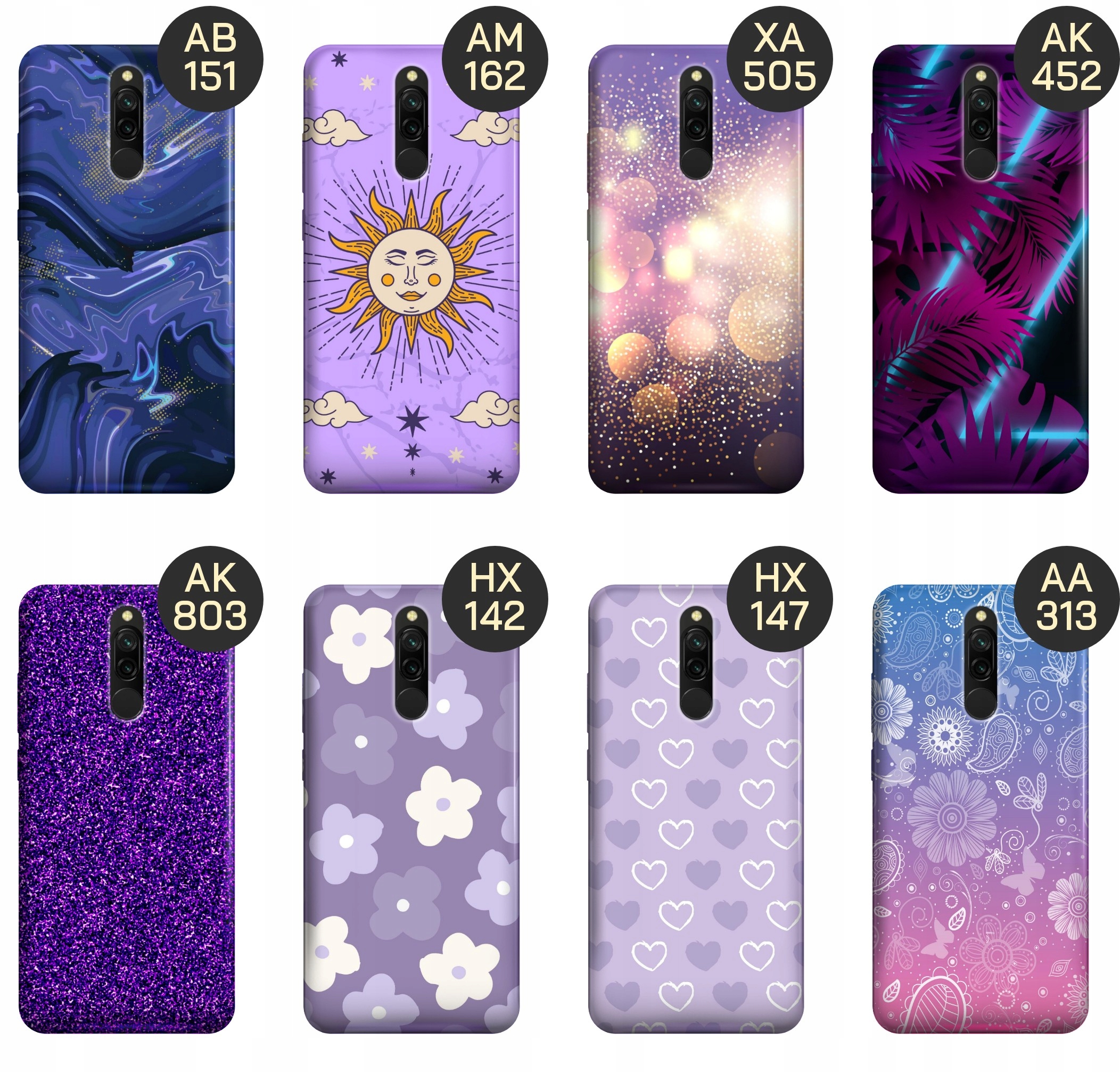 ETUI DO XIAOMI REDMI 8 WZORY FIOLETOWE FIOLET KSZTAŁTY OBUDOWA POKROWIEC Marka Hello Case