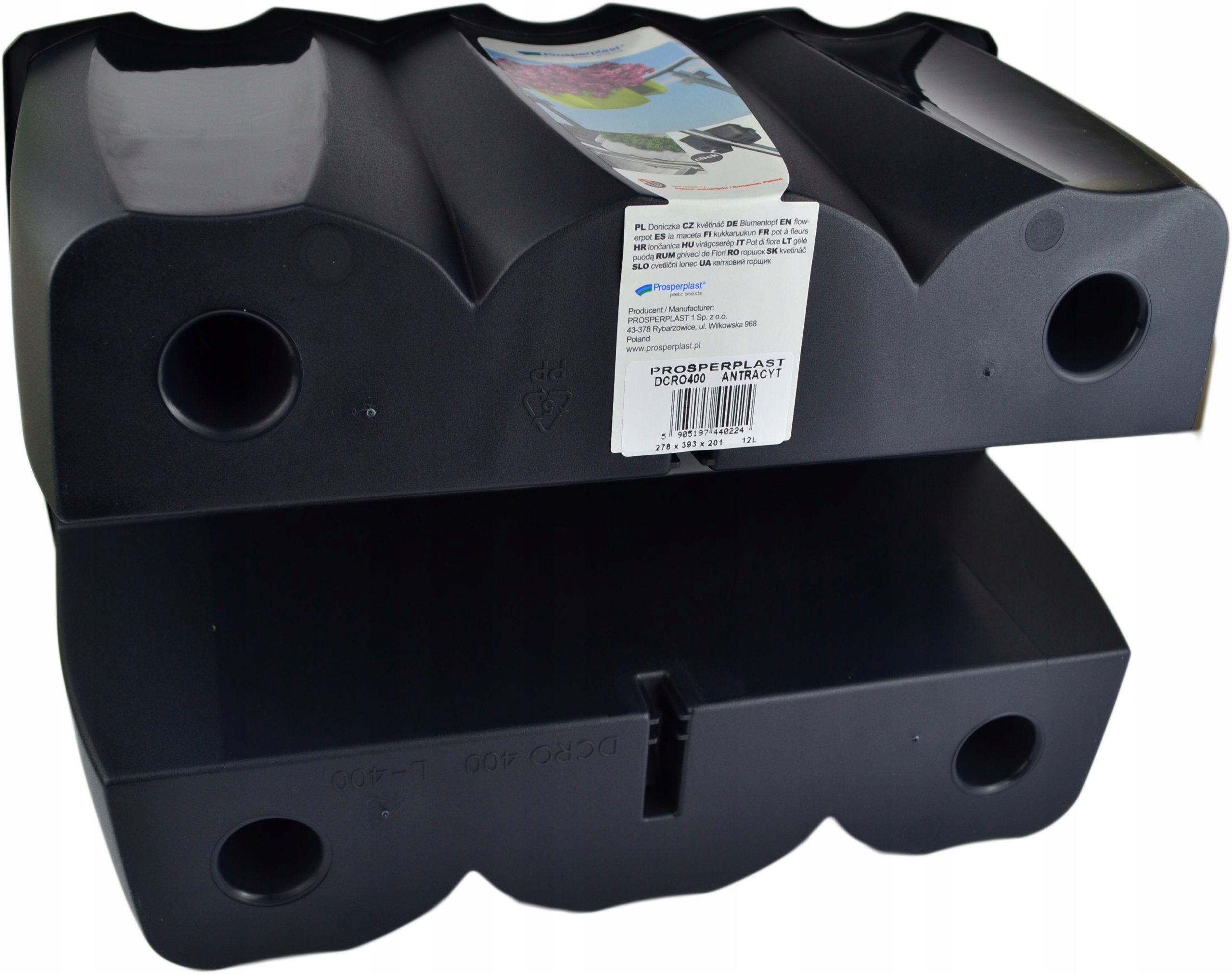 Doniczka na balustradę CROWN DCRO400 | Antracyt — 14