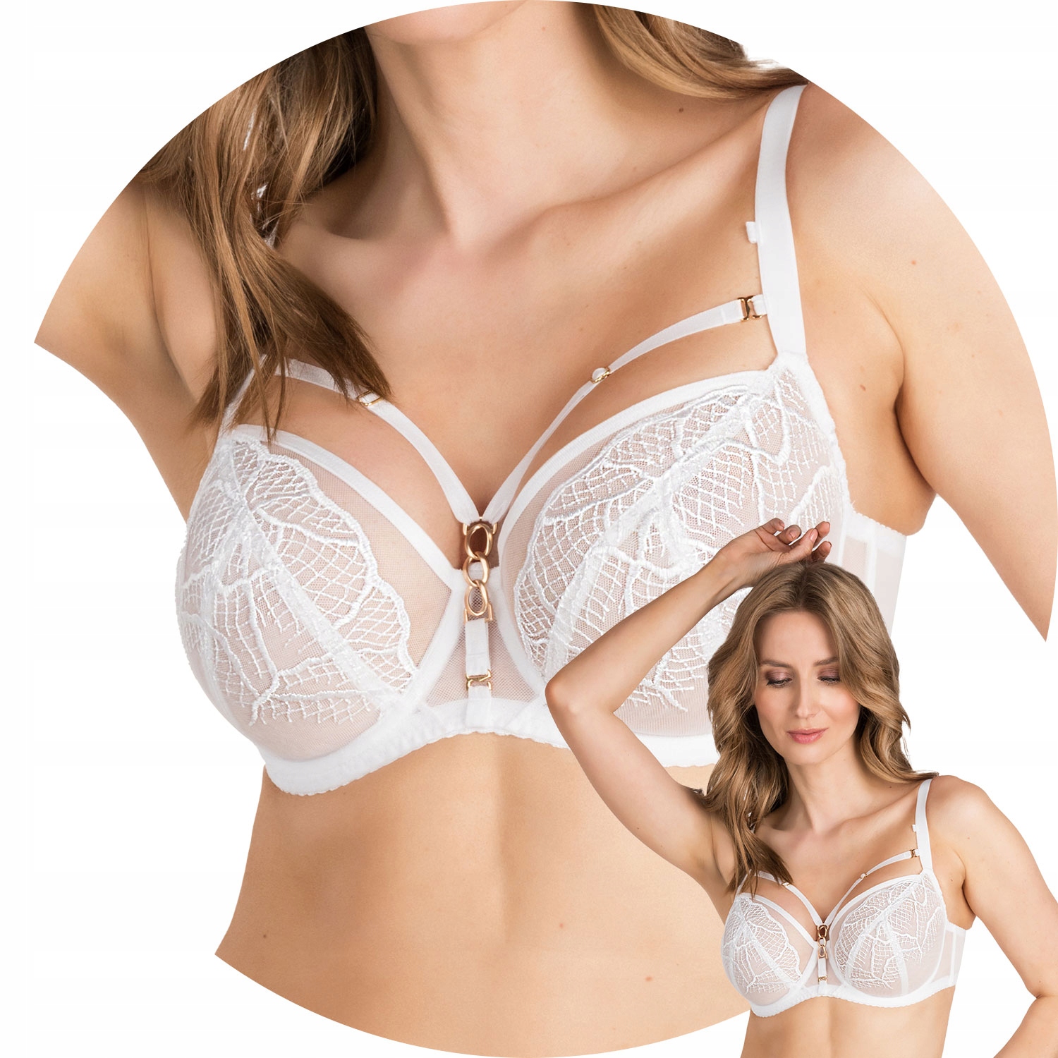 Gorsenia K849 Forever White bílá 75D Podprsenka měkká, ozdobné proužky Soft