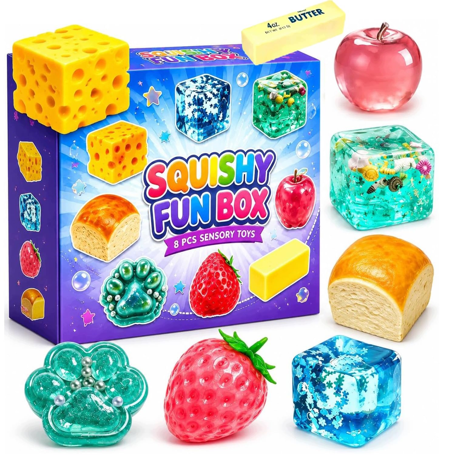 8 Szt. Zestaw Gniotków Squishy Antystresowych Wolno Rosnących