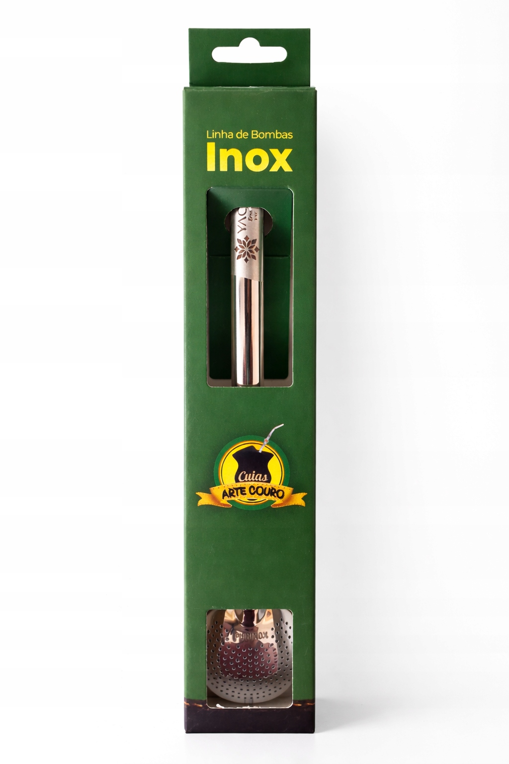 Bomba Yacuy Grande do yerba maté z Brazílie Chimarrao 24 cm Inox Premium