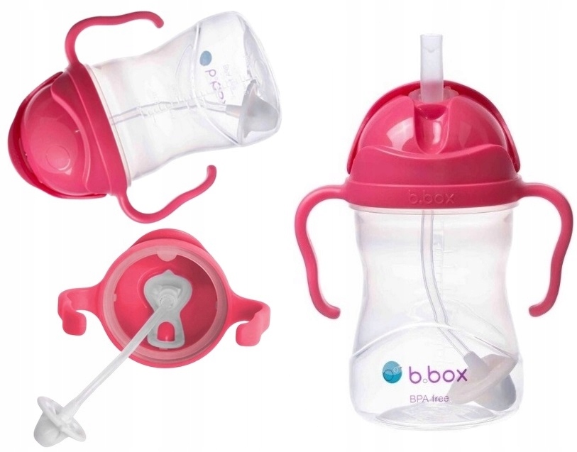

B.box Kubek Bidon z Obciążoną Słomką Malinowy 6m+