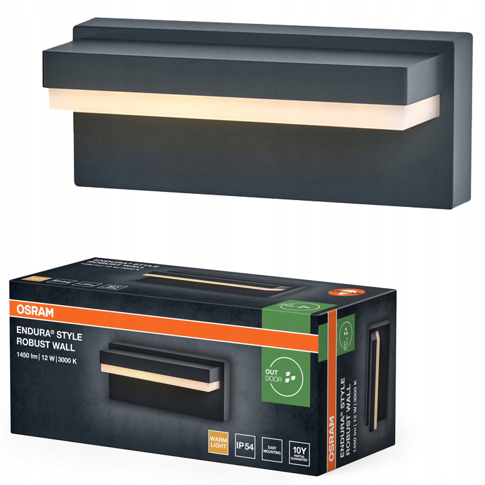 Záhradné nástenné svietidlo Vonkajšia Led lampa 12W 1000lm 3000K šedá IP54 Endura