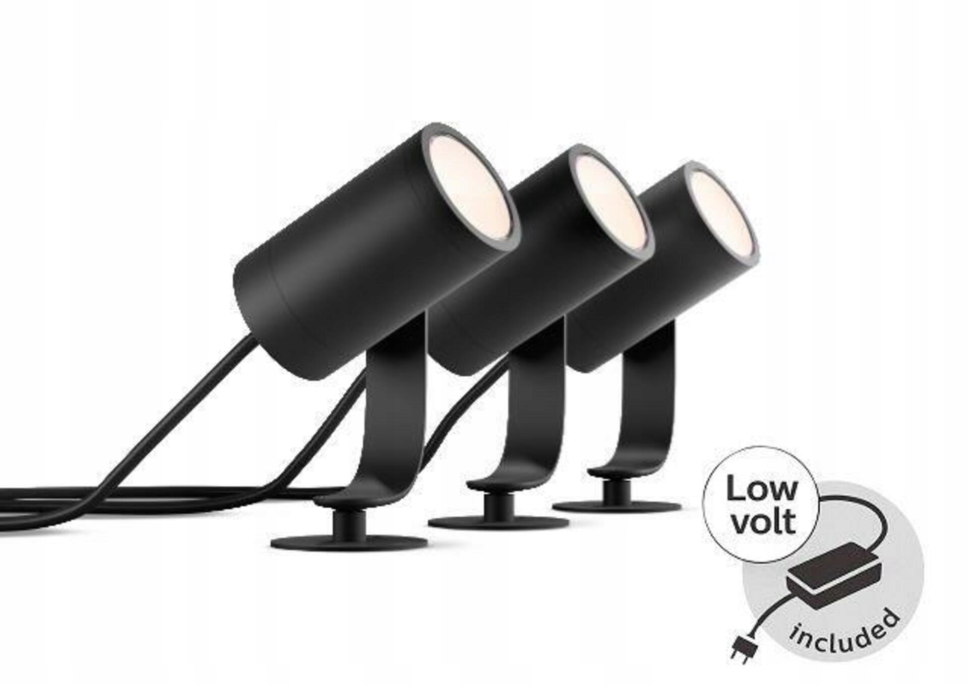 Philips Hue Lily 3x Led vonkajší spot Rgb, IP65, 2000-6500K, set s adaptérom